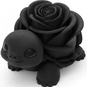 Figurină Broscuță cu Trandafir – Ediție Compozit Carbon