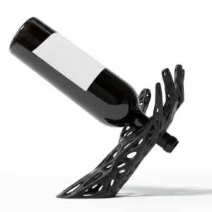 Suport Sticlă Vin Design Sculptural Autoportant Imprimat 3D - culoare black studio, produs imprimat 3D Vibecraft