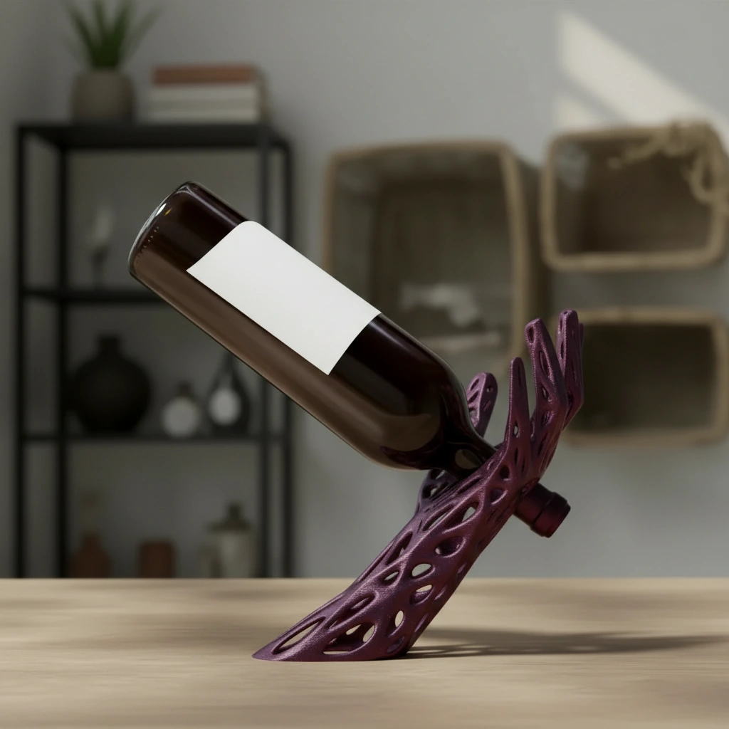 Suport Sticlă Vin Design Sculptural Autoportant Imprimat 3D - Purple red compozit fibra de carbon, imprimare 3D Vibecraft