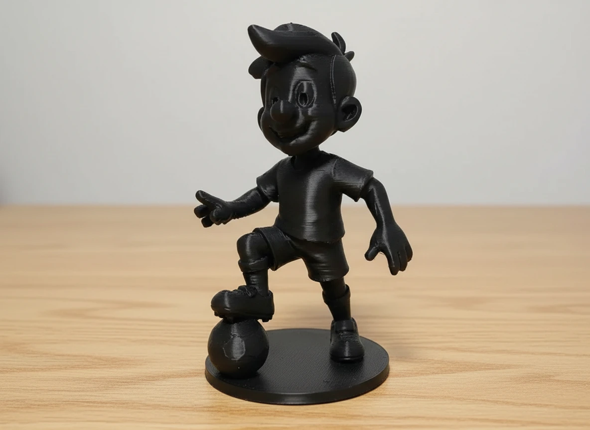 Figurină Decorativă Jucător Fotbal, Stil Desen Animat, 8cm - culoare black scene, produs imprimat 3D Vibecraft