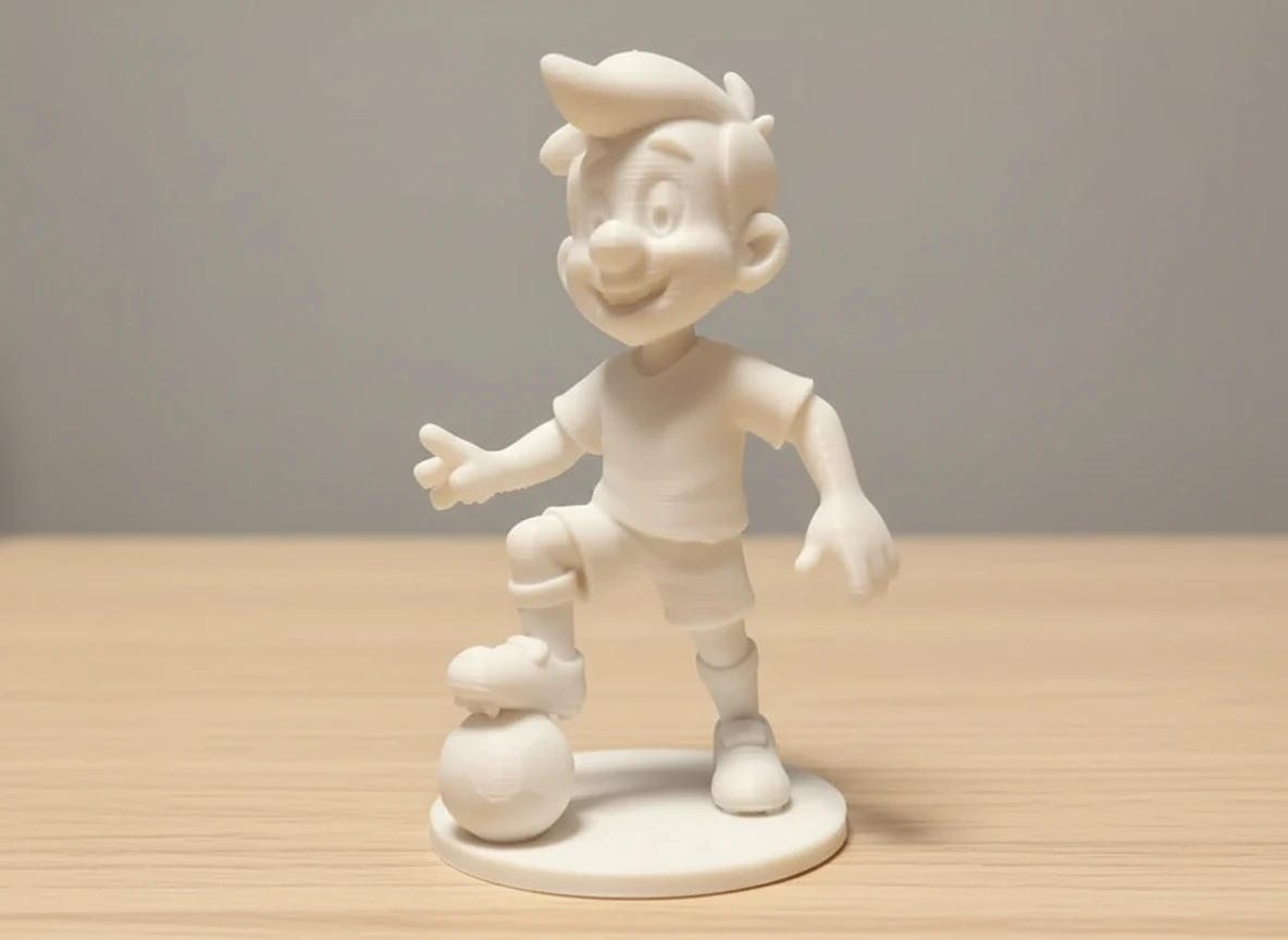 Figurină Decorativă Jucător Fotbal, Stil Desen Animat, 8cm - culoare white scene, produs imprimat 3D Vibecraft