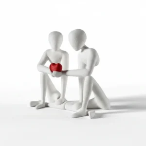 Sculptură Decorativă Figurine Duo cu Inimă Simbolică - culoare white studio, produs imprimat 3D Vibecraft