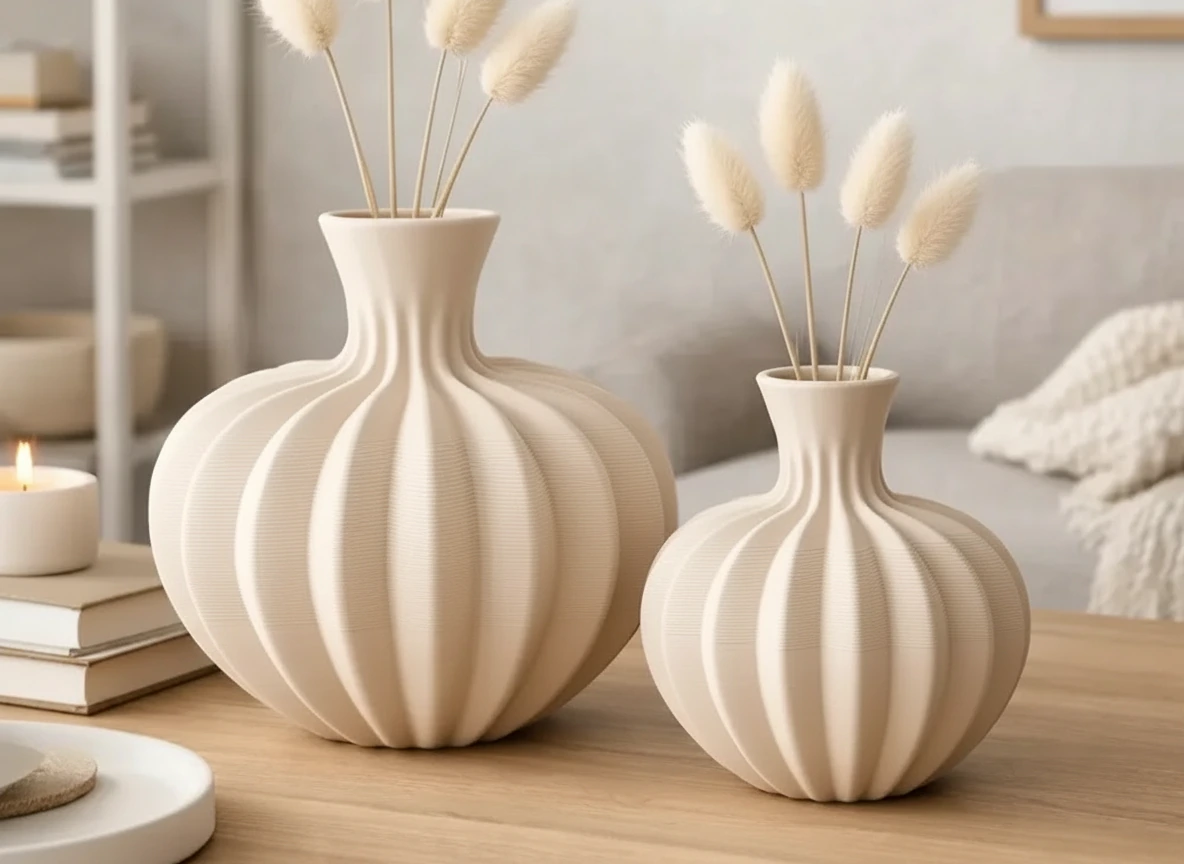 Vază Decorativă Design Contemporan pentru Interioare Moderne - culoare white scene, produs imprimat 3D Vibecraft