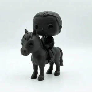 Figurină decorativă unică personaj călare, imprimată 3D - culoare black studio, produs imprimat 3D Vibecraft