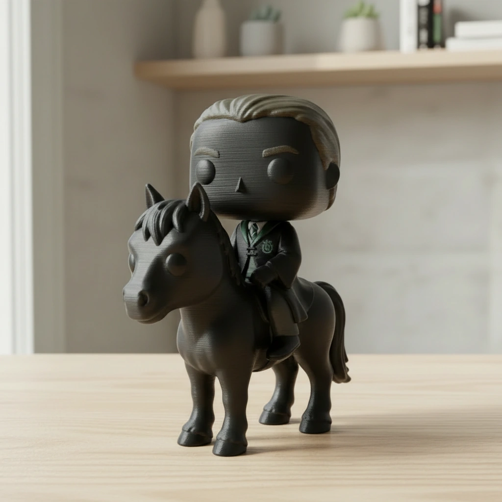 Figurină decorativă unică personaj călare, imprimată 3D - culoare vibecraft Figurină decorativă unică personaj călare, imprimată 3D cf black lifestyle, produs imprimat 3D Vibecraft