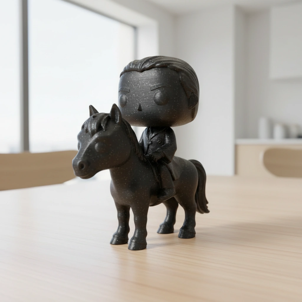 Figurină decorativă unică personaj călare, imprimată 3D - culoare vibecraft Figurină decorativă unică personaj călare, imprimată 3D cf black scene, produs imprimat 3D Vibecraft