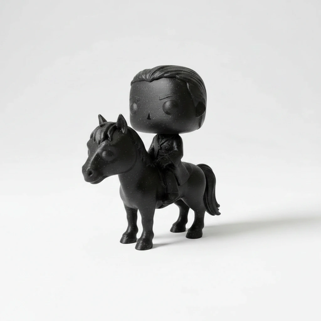 Figurină decorativă unică personaj călare, imprimată 3D - culoare vibecraft Figurină decorativă unică personaj călare, imprimată 3D cf black studio, produs imprimat 3D Vibecraft