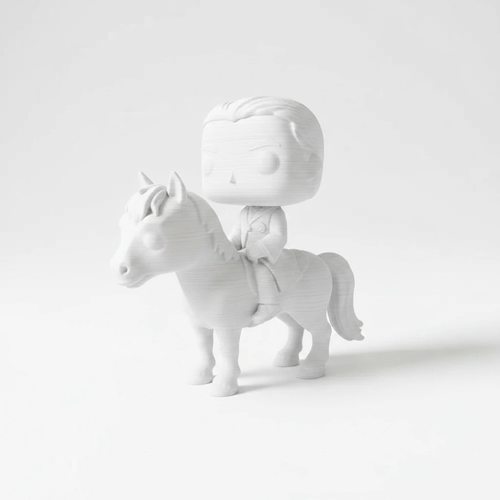 Figurină decorativă unică personaj călare, imprimată 3D - culoare white studio, produs imprimat 3D Vibecraft