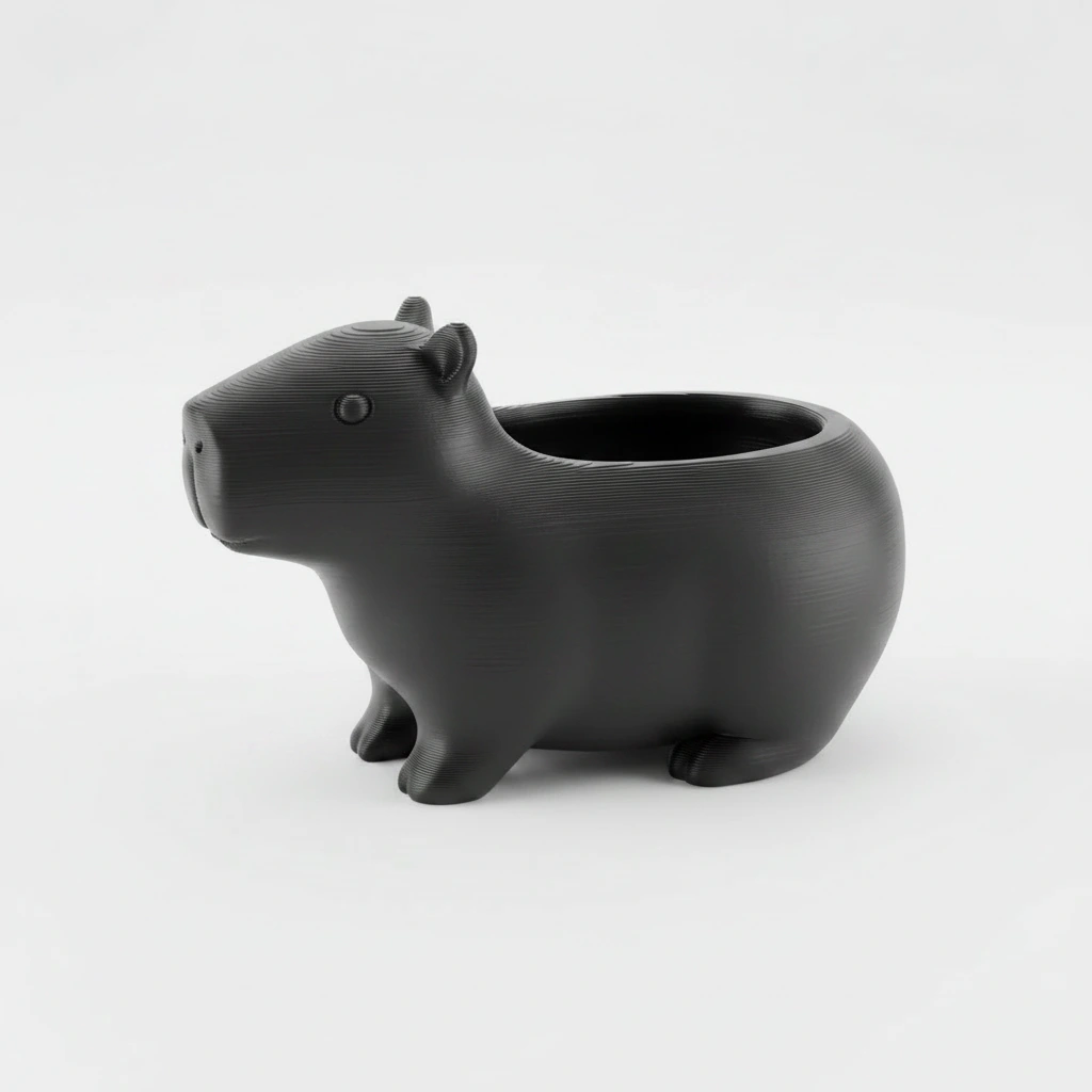 Mini Ghiveci Decorativ Capibara, Suport Plante Mici - culoare vibecraft Mini Ghiveci Decorativ Capibara, Suport Plante Mici cf black studio, produs imprimat 3D Vibecraft