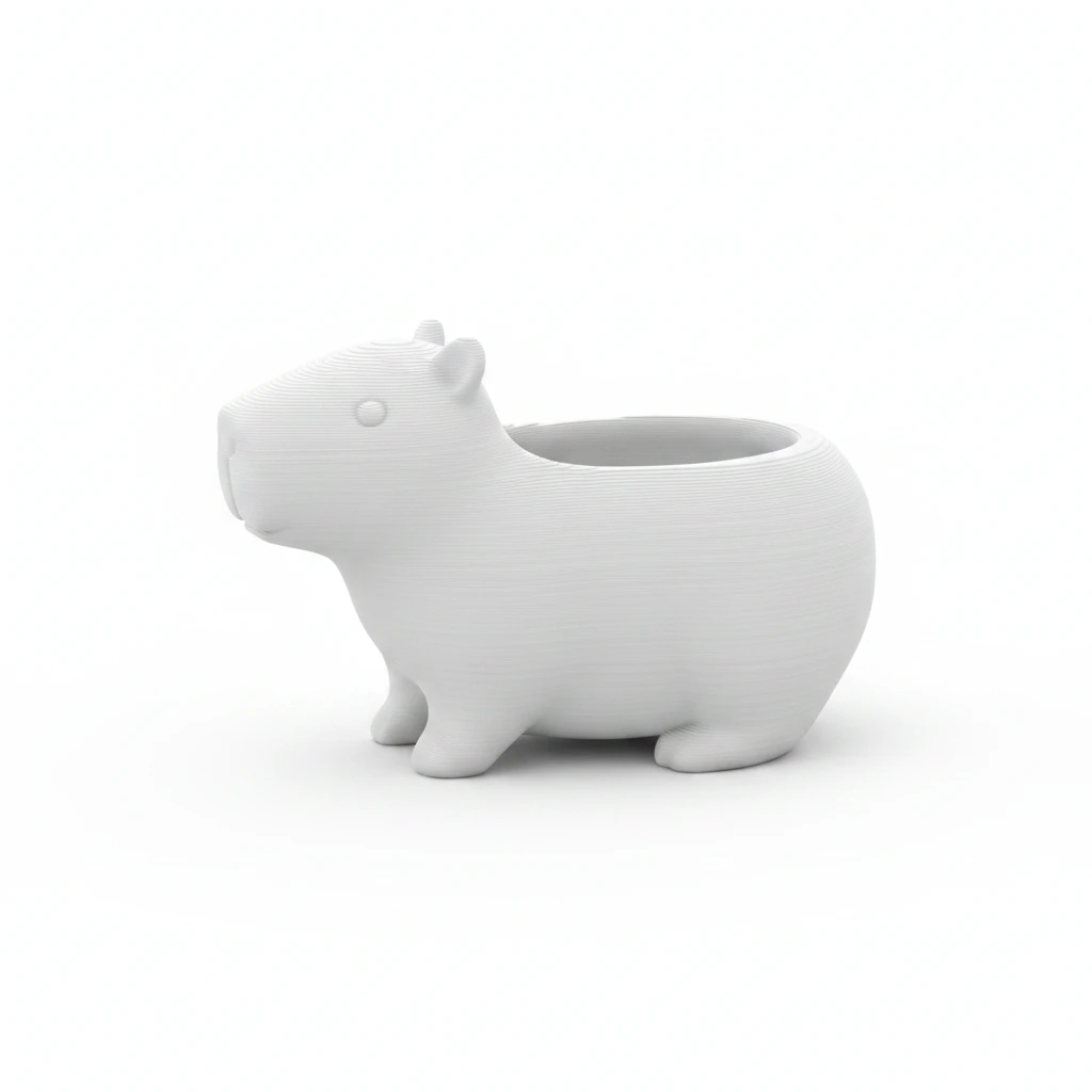 Mini Ghiveci Decorativ Capibara, Suport Plante Mici - culoare white studio, produs imprimat 3D Vibecraft