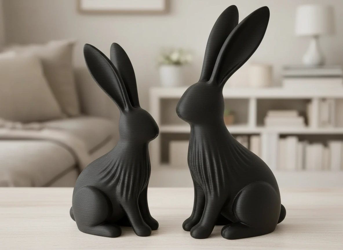 Figurină Decorativă Iepure Modernă 12cm - culoare black scene, produs imprimat 3D Vibecraft