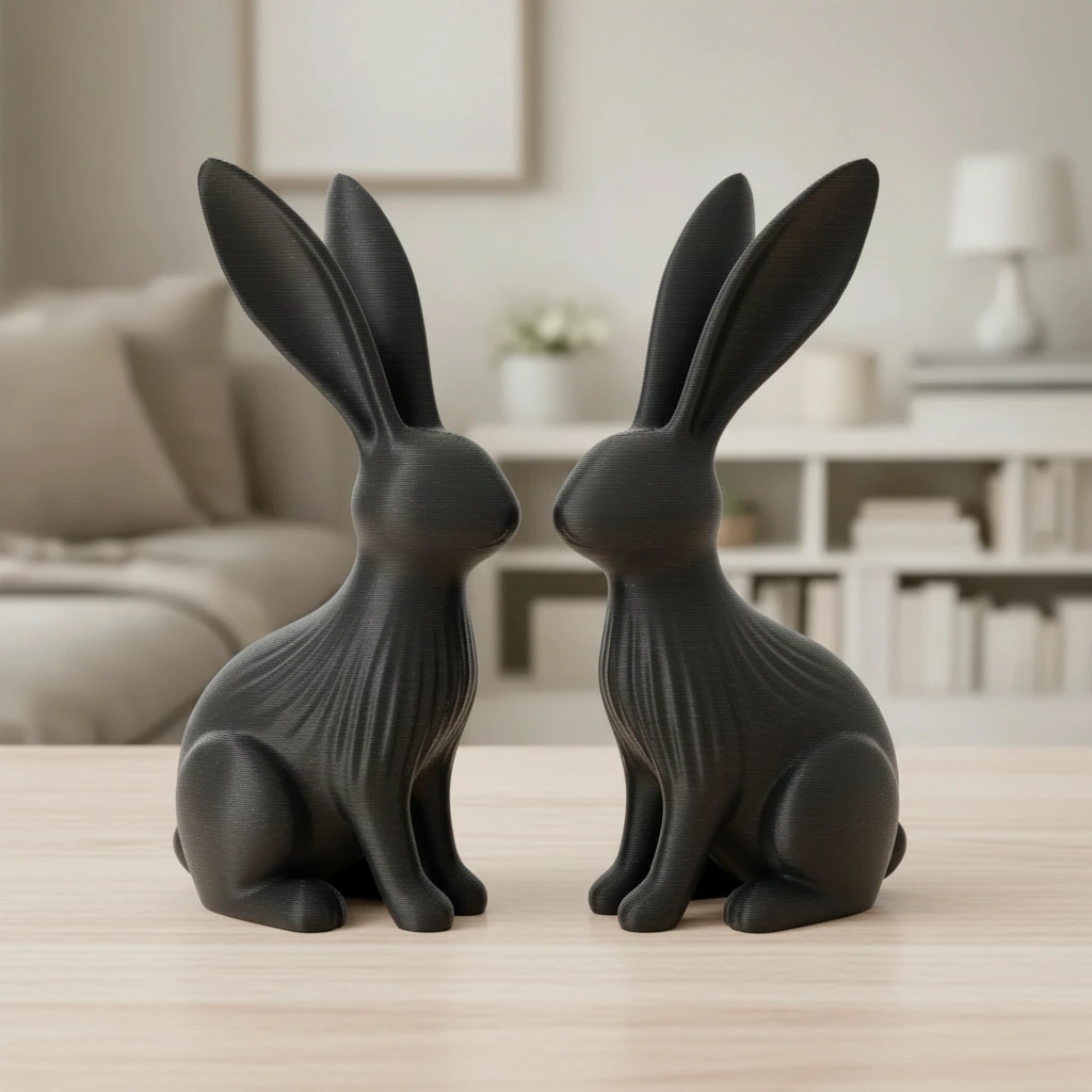 Figurină Decorativă Iepure Modernă 12cm - culoare vibecraft Figurină Decorativă Iepure Modernă 12cm cf black lifestyle, produs imprimat 3D Vibecraft