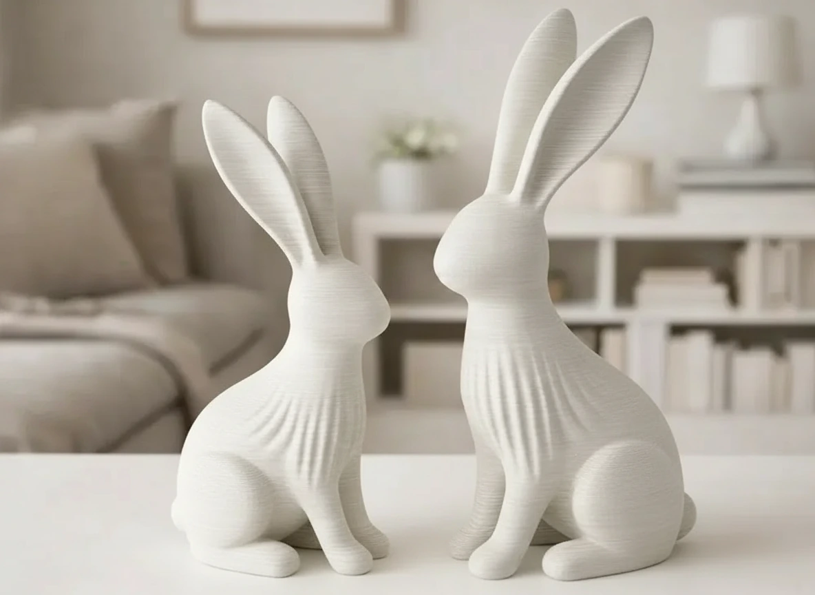 Figurină Decorativă Iepure Modernă 12cm - culoare white scene, produs imprimat 3D Vibecraft