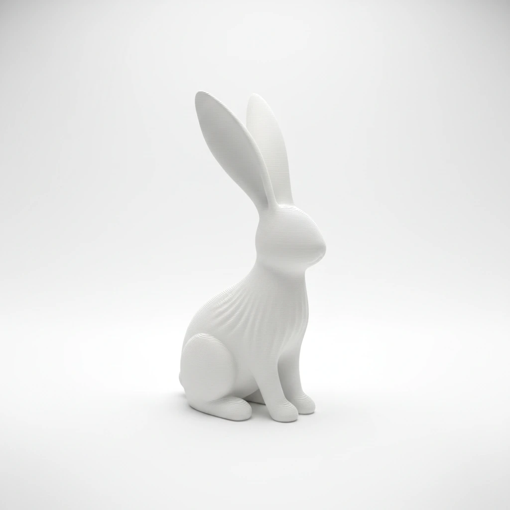 Figurină Decorativă Iepure Modernă 12cm - culoare white studio, produs imprimat 3D Vibecraft