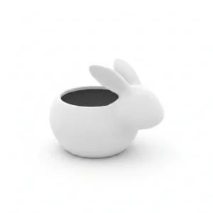 Ghiveci Decorativ Iepure Minimalist, Suport Plante Mici - culoare white studio, produs imprimat 3D Vibecraft
