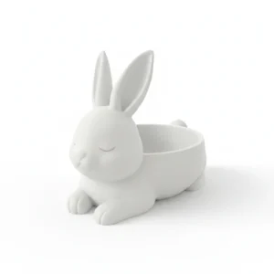 Recipient Decorativ în Formă de Iepuraș pentru Obiecte Mici - culoare white studio, produs imprimat 3D Vibecraft