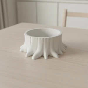 Bol decorativ cu aspect de butuc arbore 15cm - culoare white scene, produs imprimat 3D Vibecraft