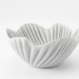 Bol Decorativ cu Design Ondulat 15cm Imprimare 3D - culoare white studio, produs imprimat 3D Vibecraft