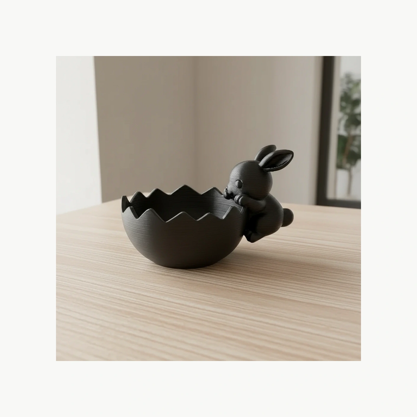 Vas Decorativ Iepuraș Jucăuș, Inspirat din Coajă de Ou - culoare black scene, produs imprimat 3D Vibecraft