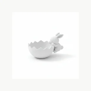 Vas Decorativ Iepuraș Jucăuș, Inspirat din Coajă de Ou - culoare white studio, produs imprimat 3D Vibecraft