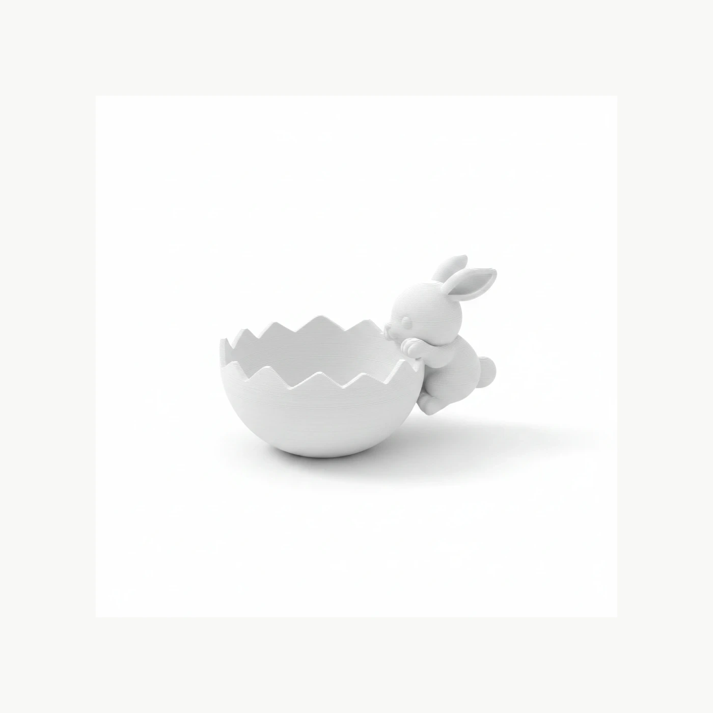 Vas Decorativ Iepuraș Jucăuș, Inspirat din Coajă de Ou - culoare white studio, produs imprimat 3D Vibecraft