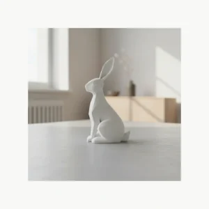 Figurina Decorativa Iepure Elegant, Design Modern, 12cm - culoare white studio, produs imprimat 3D Vibecraft
