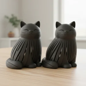 vc-mw-2553841-black-scene Figurină Decorativă Pisică, Stil Japandi, Design Modern Minimalist - culoare black scene, produs imprimat 3D Vibecraft