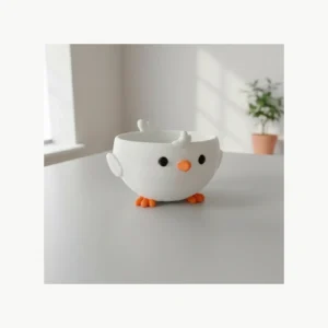 Bol decorativ formă puișor, vesel și practic - culoare white scene, produs imprimat 3D Vibecraft