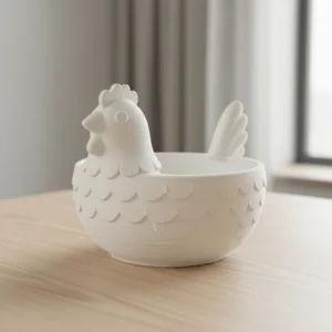 Bol Decorativ în Formă de Găină, Recipient Versatil pentru Dulciuri și Obiecte Mici - culoare white scene, produs imprimat 3D Vibecraft