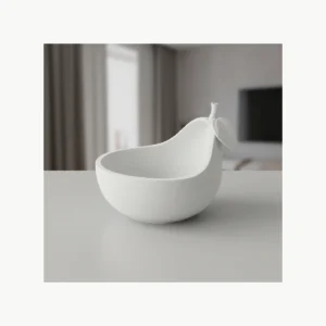Bol Decorativ Modern Imprimat 3D, Formă Naturală de Pară, 15cm - culoare white scene, produs imprimat 3D Vibecraft