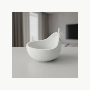 Bol Decorativ Modern Imprimat 3D, Formă Naturală de Pară, 15cm - culoare white studio, produs imprimat 3D Vibecraft