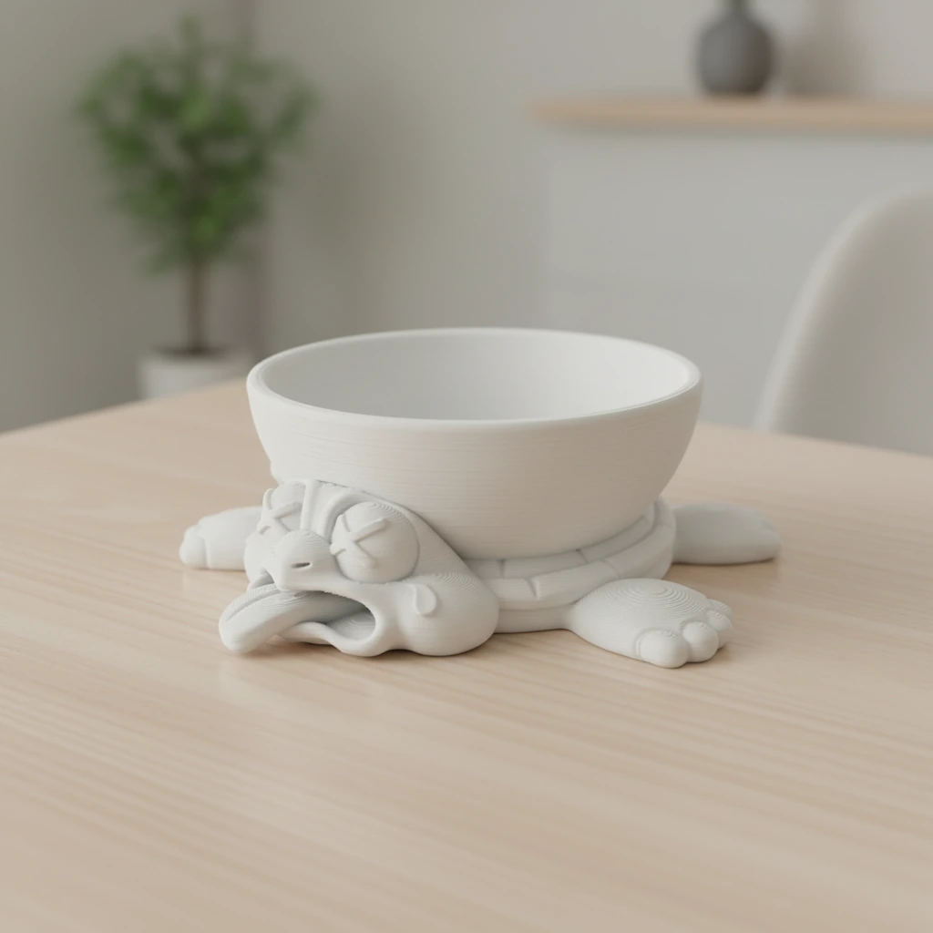 Bol Decorativ Suport Figurină Testoasă pentru Snackuri și Delicatese - culoare white scene, produs imprimat 3D Vibecraft
