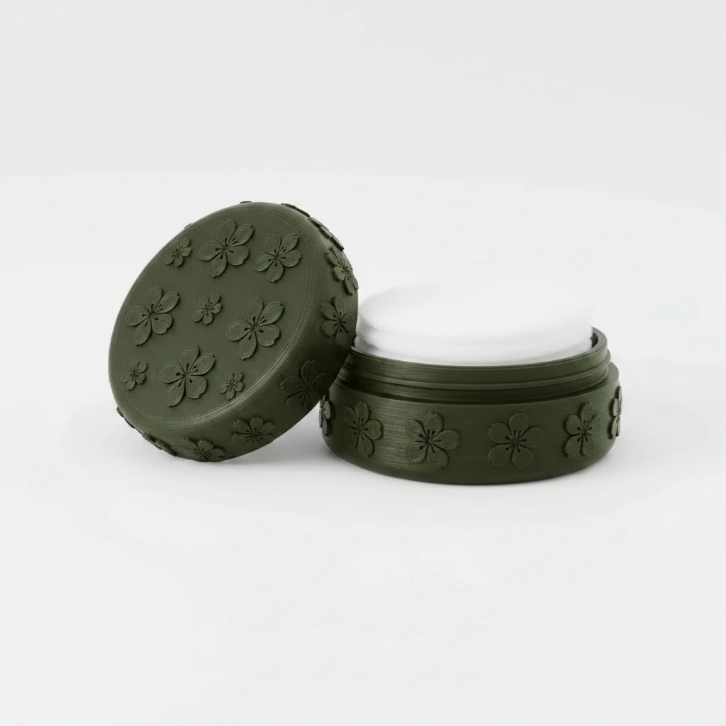 Cutie Suport Compactă pentru Dischete Demachiante și Accesorii Mici, Design Floral - Olive green compozit fibra de carbon, imprimare 3D Vibecraft