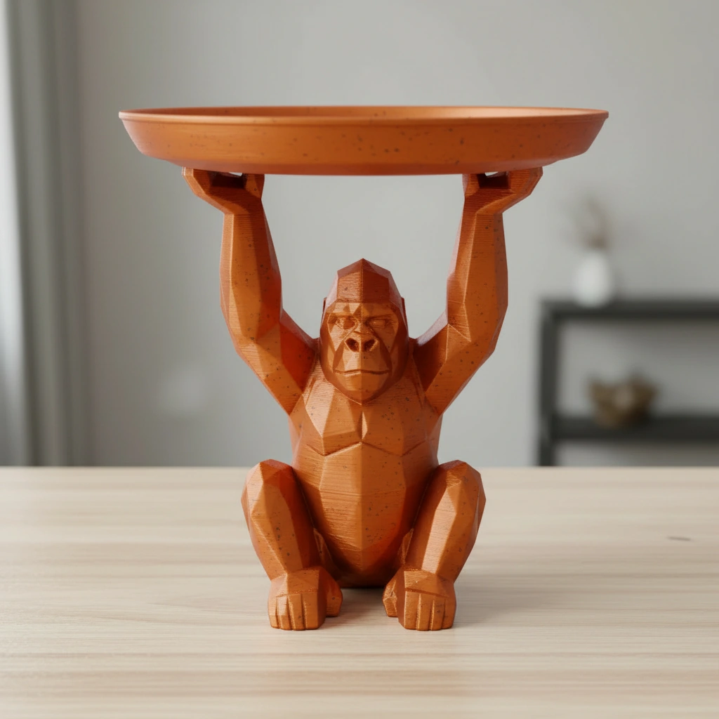 Figurina Decorativa cu Tavita Organizator Suport pentru Chei si Bijuterii - Orange compozit fibra de carbon, imprimare 3D Vibecraft