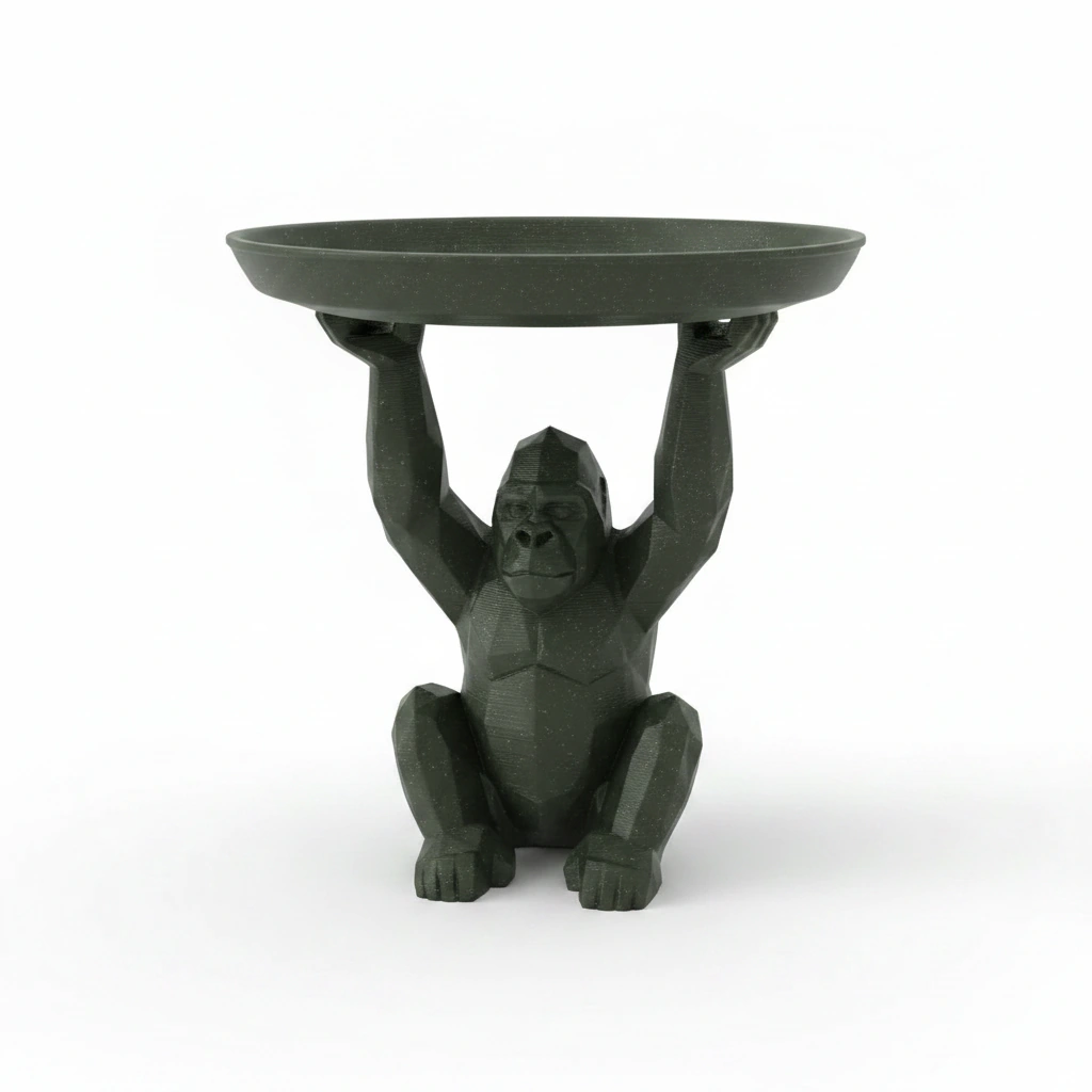 Figurina Decorativa cu Tavita Organizator Suport pentru Chei si Bijuterii - culoare Verde, imprimare 3D Vibecraft