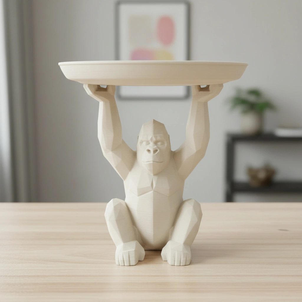 Figurina Decorativa cu Tavita Organizator Suport pentru Chei si Bijuterii - culoare white scene, produs imprimat 3D Vibecraft