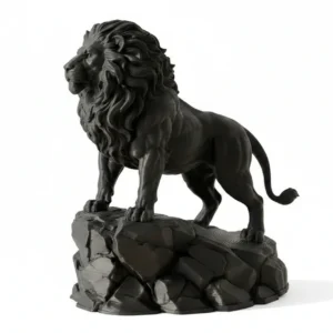 vc-mw-2807694-black-studio Statueta Decorativa Leu Impunator, Ornament Interior Figurina Animal Salbatic - culoare black studio, produs imprimat 3D Vibecraft