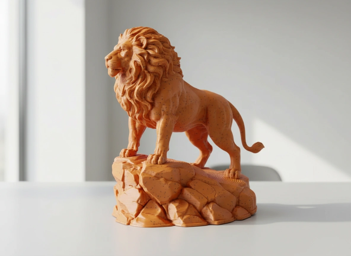 Statueta Decorativa Leu Impunator, Ornament Interior Figurina Animal Salbatic - Orange compozit fibra de carbon, imprimare 3D Vibecraft