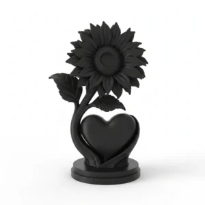 vc-mw-2808688-black-studio Figurină Decorativă Floarea Soarelui Inimă Modernă - culoare black studio, produs imprimat 3D Vibecraft