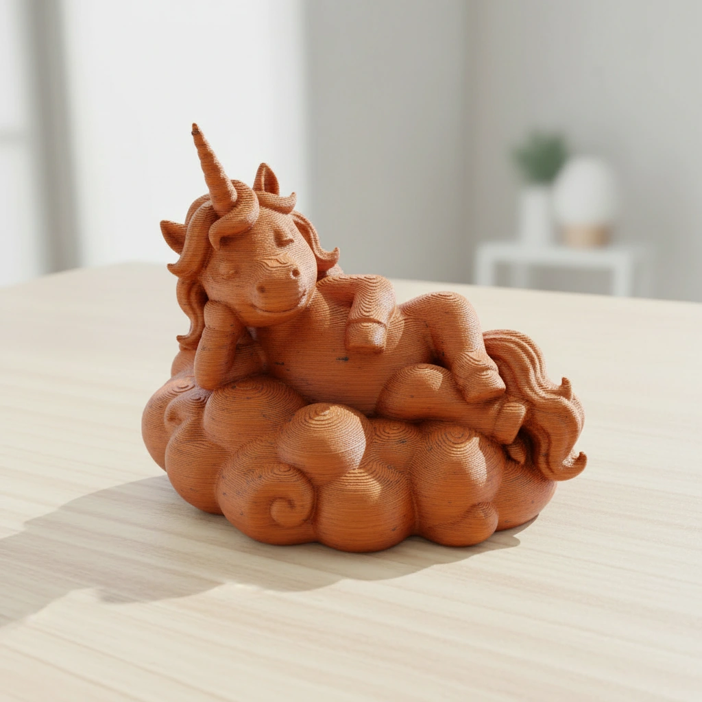 Figurina Decorativa Unicorn Visator pe Nor - Imprimare 3D - Orange compozit fibra de carbon, imprimare 3D Vibecraft