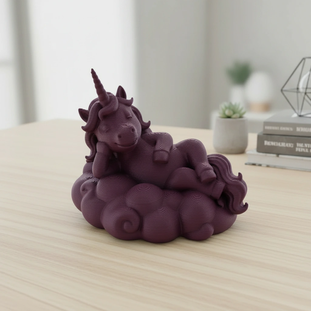Figurina Decorativa Unicorn Visator pe Nor - Imprimare 3D - Purple red compozit fibra de carbon, imprimare 3D Vibecraft