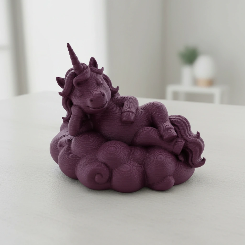 Figurina Decorativa Unicorn Visator pe Nor - Imprimare 3D - Purple red compozit fibra de carbon, imprimare 3D Vibecraft