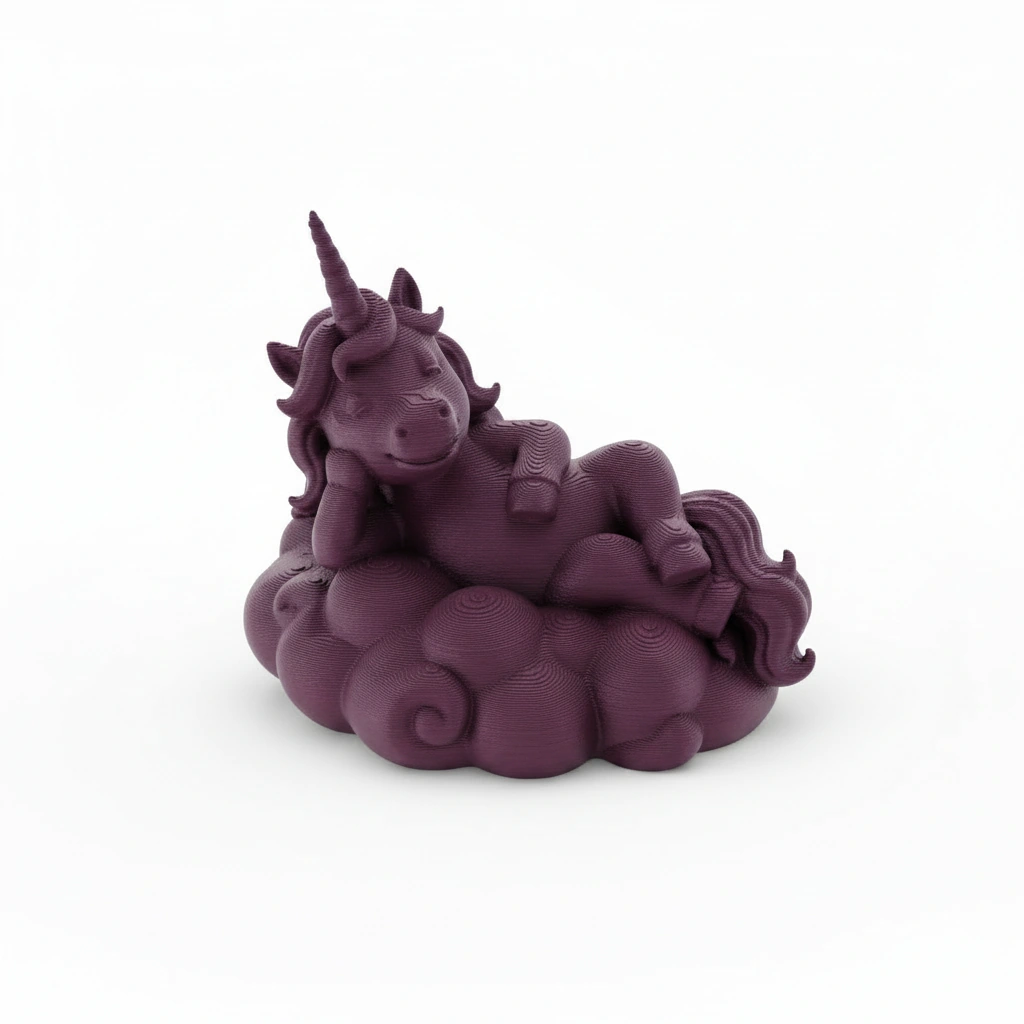 Figurina Decorativa Unicorn Visator pe Nor - Imprimare 3D - Purple red compozit fibra de carbon, imprimare 3D Vibecraft