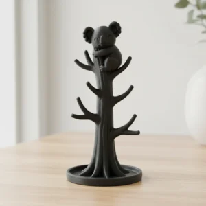 Suport Bijuterii Tip Copac cu Figurină Koala Decorativă 18cm - culoare black scene, produs imprimat 3D Vibecraft