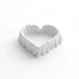 Bol Decorativ Formă Inimă Design Drapat - culoare white studio, produs imprimat 3D Vibecraft