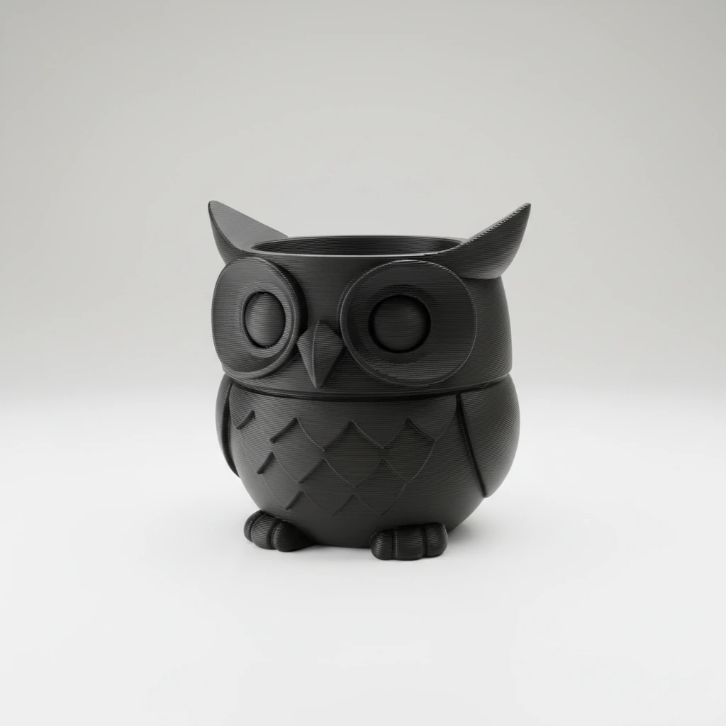 Ghiveci Decorativ Tip Bufniță pentru Plante Mici, Imprimare 3D - imagine 4