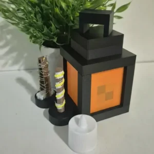 Lanternă Decorativă cu Design Geometric Modern, Suport Lumini Ambientale, Imprimată 3D - culoare black scene, produs imprimat 3D Vibecraft