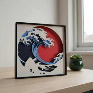Mini Lampă de veghe decorativă cu design abstract, inspirată de arta japoneză - culoare black scene, produs imprimat 3D Vibecraft