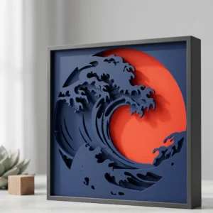 Mini Lampă de veghe decorativă cu design abstract, inspirată de arta japoneză - culoare white scene, produs imprimat 3D Vibecraft