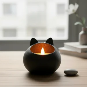 Mini Lampă de veghe LED decorativă, model felină, pentru ambianță relaxantă - Negru compozit mat, imprimare 3D Vibecraft